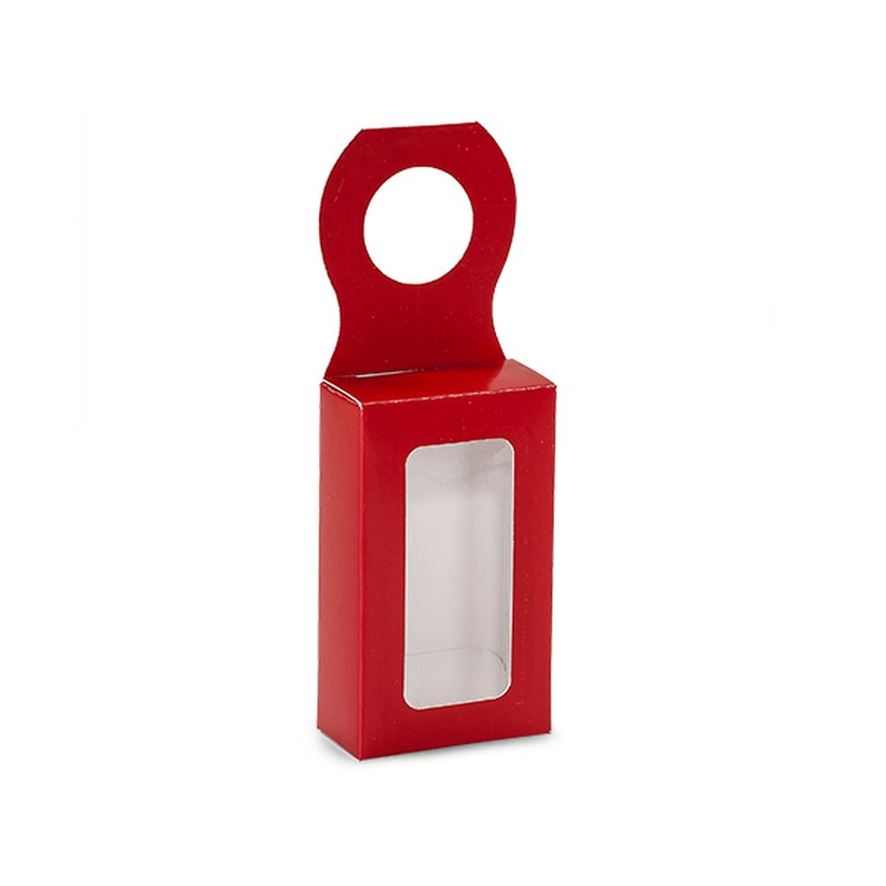 Pack Of 6, Small Red Bottle Hanger Favor Solid Box 21/4 X 11/8 X 37/