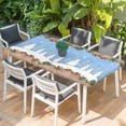 thumbnail image 2 of Christmas Blue Table Cloths for 6 Foot Rectangle Tables, White Xmas Tree Forest Poinsettia Rustic Wooden Patio Waterproof Elastic Fitted Tablecloths, Washable Rectangular Table Cover for Camping, 2 of 8