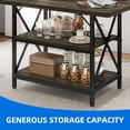 thumbnail image 3 of Dextrus 47" Dining Table for 4, Dining Room Table with Storage Shelf, Famhouese Rectangle Kitchen Table for Home Kitchen Dining Room Living Room, Dark Oak, 3 of 10