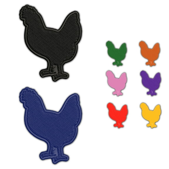 Chicken Standing Solid Applique Embroidered Iron-On Patch - 2.5 Inch Small - Black