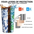 thumbnail image 3 of Blue Pioneer Flower and Bird 10oz Tumblers Stainless Steel Tumbler with Lid and Straw,Vacuum Insulated Double Wall Travel Tumbler Cups with Cleaning Brush for Coffee, Tea, 3 of 4