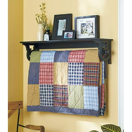 Scrolled Side Wall Shelf With Quilt Hanger Scrolled Side Wall Shelf With Quilt Hanger