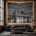 thumbnail image 6 of Monochromatic Brooklyn Bridge Cityscape Against Dark Sky Moody Vintage for Art Enthusiasts Urban Nightscape Decor Housewarming Gift Tapestry Wall Hanging for Living Room and Bedroom, 6 of 7