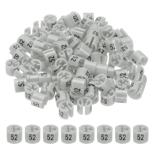 Clothes Hanger Markers Number 52 Tags Garment Size Tag Hanger Clips Round Color Coding Label, Gray 100Pcs
