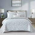 thumbnail image 4 of Bedduvit Blue & White Floral King Size Quilt - 100% Cotton Spring Flower Reversible Garden Country Quilt Bedspread, Lightweight Breathable King Quilt, 3-Piece Comforter Set for All Season 98"x106", 4 of 11