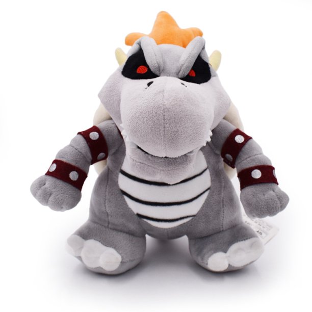 Peluche de dragón de fuego Kuba gris de Super Mario, regalo de cumpleaños para niños. Material súper suave y seguro. Muñeco de peluche suave y lindo, almohada de peluche, ideal para amigos y niños.