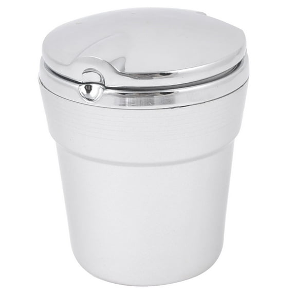 Unique Bargains 3.5" Height Portable Cup Shape Metal Smokeless Ashtray for Car with Blue  Light, Silver Tone
