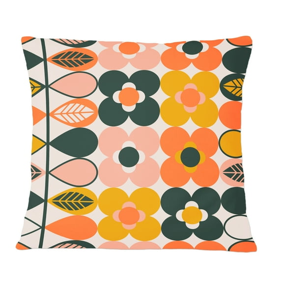 Designart Botanical Retro Design II' Mid-Century Modern Throw Pillow - 12x20