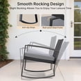 thumbnail image 4 of Patio Furniture Set Lofka 3 Pieces Outdoor Rocking Chairs Set with Glass Coffee Table for Garden, Bistro, Porch, Balcony, Backyard, Gray Cushion, 4 of 13