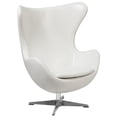 thumbnail image 1 of Melrose White Leather Egg Chair with Tilt-Lock Mechanism, 1 of 4