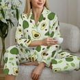 thumbnail image 4 of Goofa Green Avocado Printed Women’s 2 Piece Pajama Set Super,Pajamas Women's Long Sleeve Sleepwear Soft Button Down Loungewear Pjs Lounge Set Nightwear-, 4 of 9