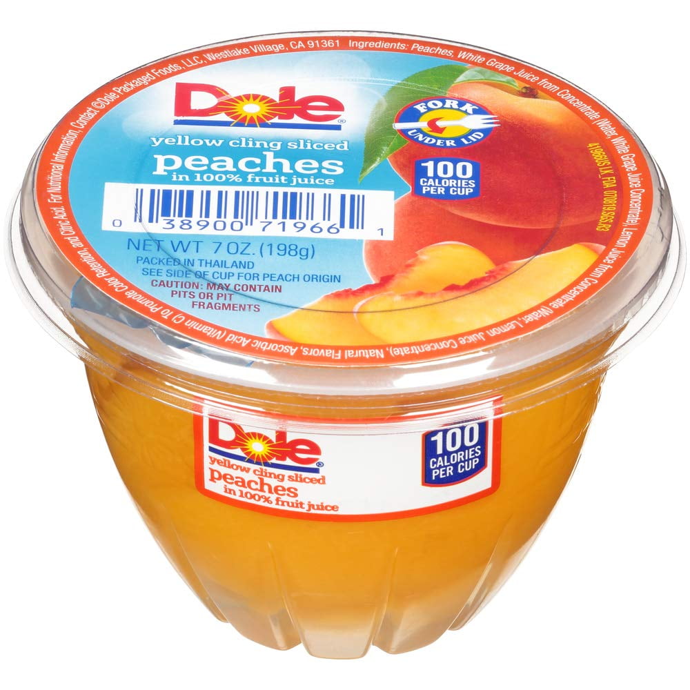 Dole Sliced Peach in 100 Juice, 7Ounce Cups (Pack of 12) Walmart