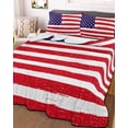 thumbnail image 3 of Quilts Twin Size, American Flag Soft Comforter Bedding Set for Bed, Retro Rustic Stars And Stripes US Flag Lightweight Quilted Bedspread with Pillow Cover(2 Pieces) for All Season, 68x86 Inch, 3 of 6