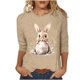 thumbnail image 2 of Xuyuer Ladies' Easter Print Round Neck Three Quarter Sleeve 3/4 Sleeve T-shirt Loose Tops Casual Loose Fit Crewneck T Shirts Tunic Tops, 2 of 5