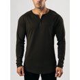 thumbnail image 2 of FAROOT Men's Spring Autumn Casual T-shirt Solid Color Long Sleeve Crewneck Button Down Shirt Tops, 2 of 7