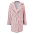 thumbnail image 2 of Aayomet Winter Coats For Women Women's Raw Cut Hem Waterfall Collar Long Sleeve Wrap Trench Pea Coat Cardigan,Pink XXL, 2 of 5