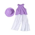 thumbnail image 3 of Sentuca Kids Clothes Girls Summer Outfit Sets Tank Tops and Wide Leg Pants and Sun Cap 3PC Casual Wear Size 6 Years, 3 of 8