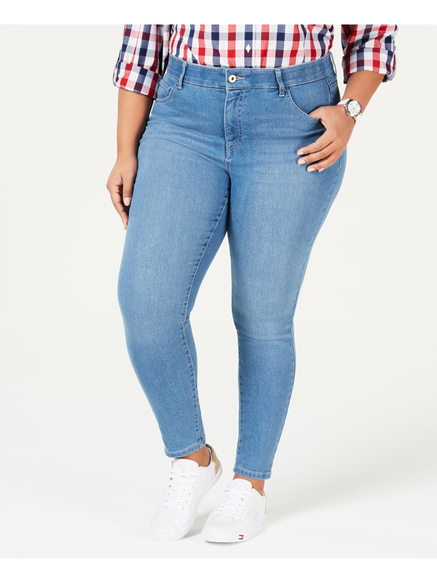 Tommy Hilfiger Women's Plus Size Skinny Jeans Bedford Wash Blue Size 24W -  Walmart.com