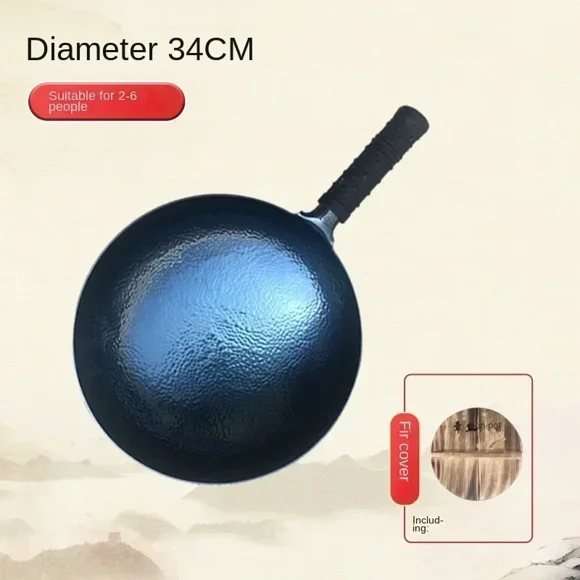High Quality Non-stick Pan Handmade Iron Pan Uncoated Wok Health Gas Stove Induction Cooker General Zhangqiu Iron Wok 36CM