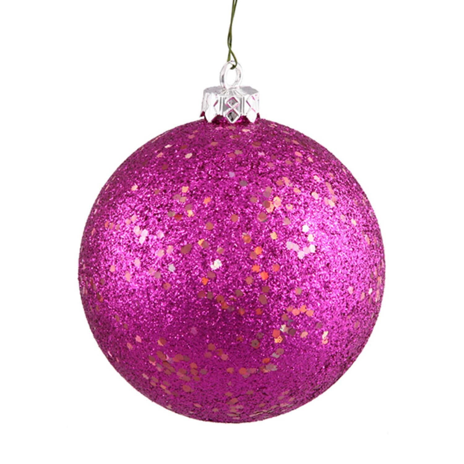Pink Magenta Holographic Glitter Shatterproof Christmas Ball Ornament 4" (100mm)