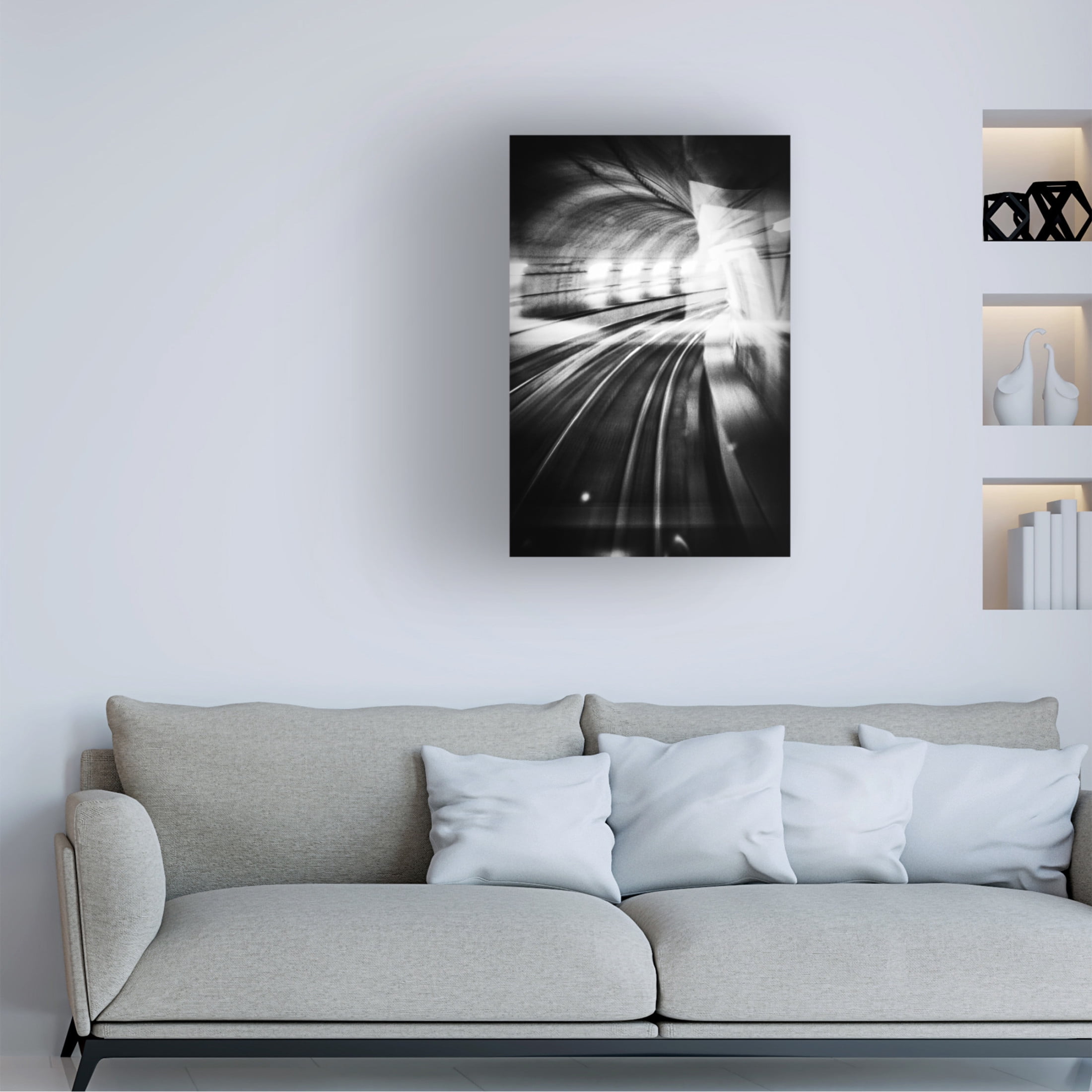 Canvas Wall Art - Mauro Bricchetti 'Metro Lights' Wall Art for Living Room, Bedroom, or Office D?cor by Trademark Fine Art - 16 x 24 Inches