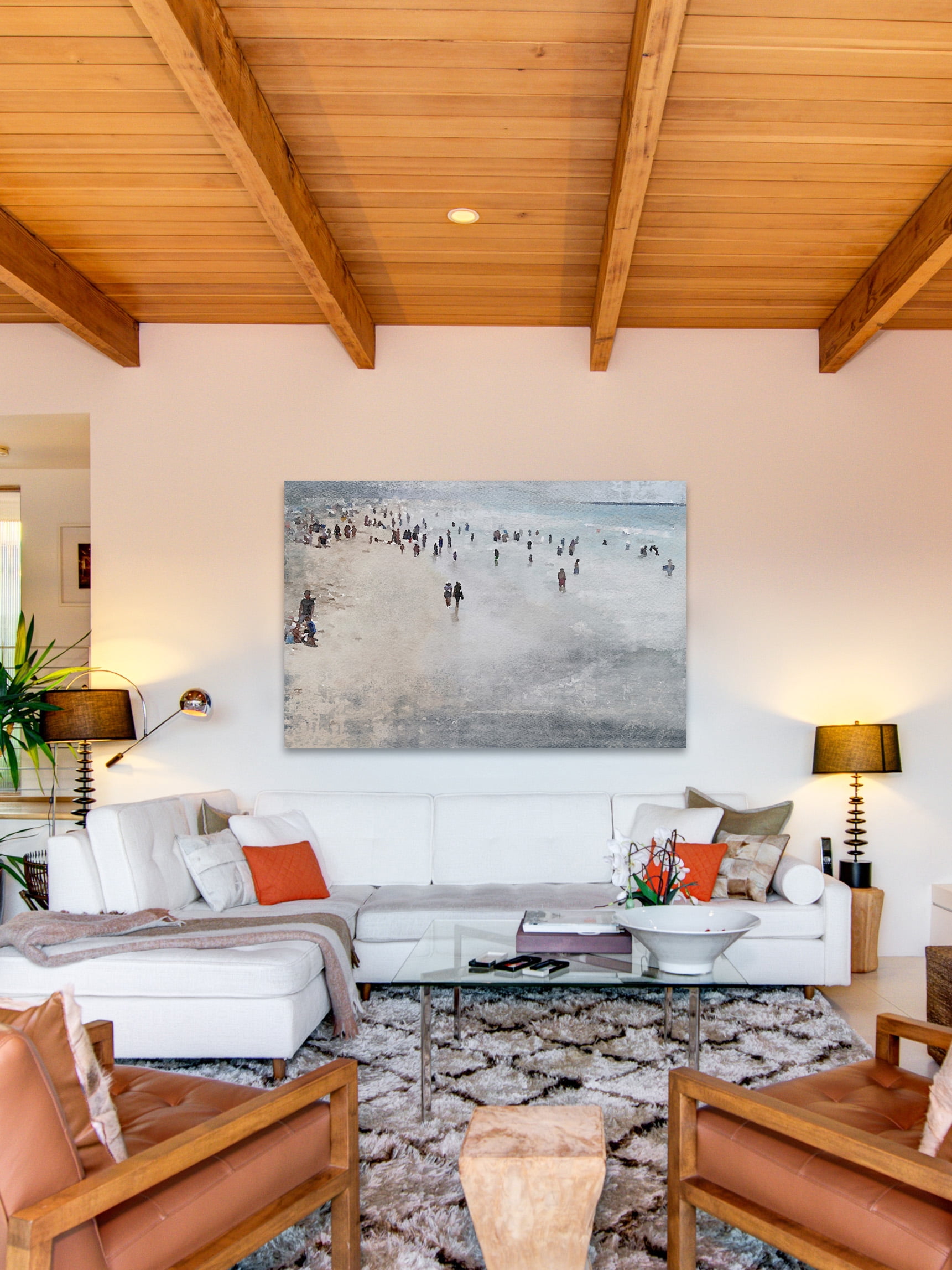 "Cool Day on the Beach" Painting Print on Wrapped Canvas