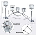 thumbnail image 3 of 3 Arms Crystal Candle Holders, Arch Candlestick Table Candelabras Centerpieces for Wedding, Dinning Room, Cabinet Ornaments, Home Decoration， Gift (3-arm Arched Set, Silver), 3 of 6