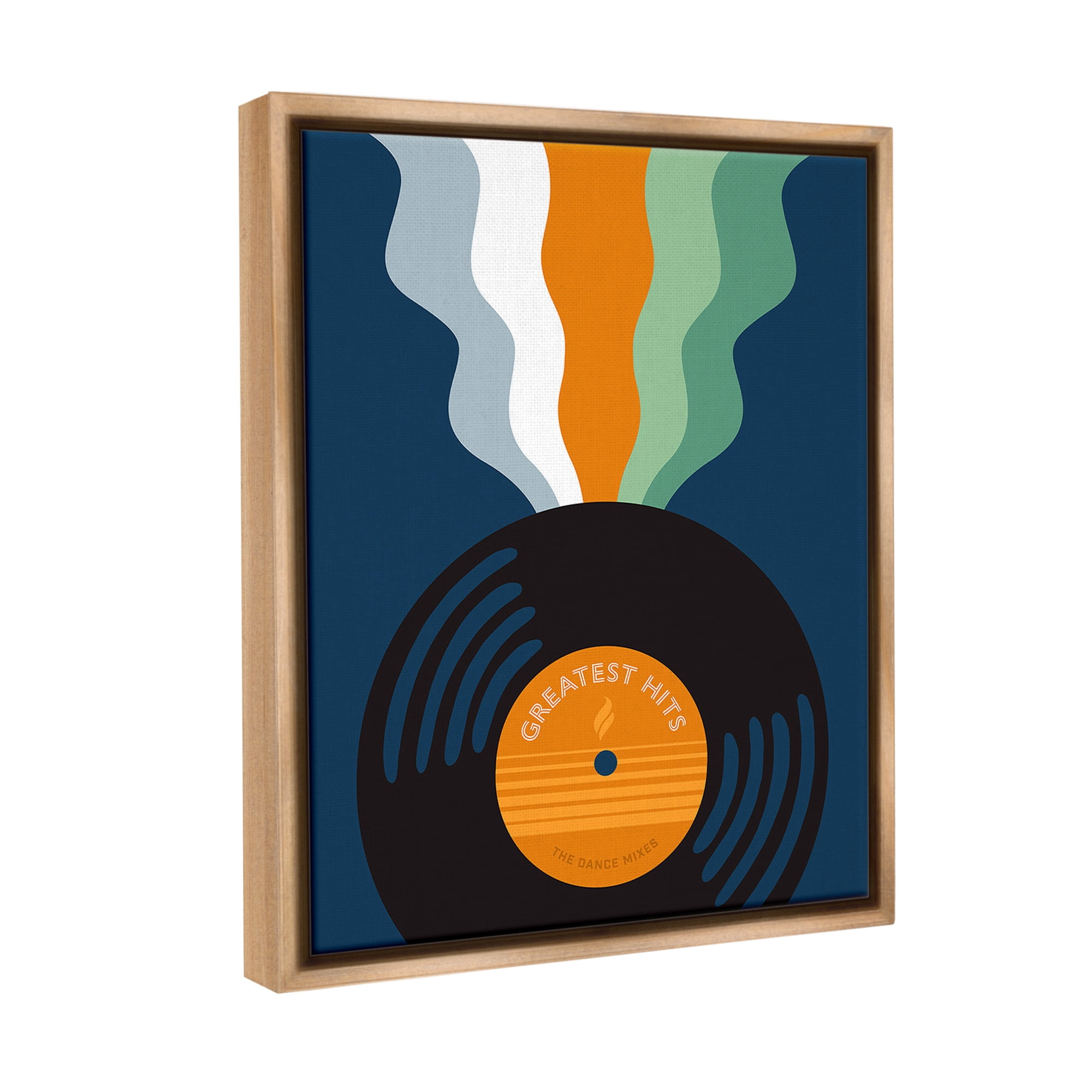 Stupell Industries Groovy Vinyl Record Novelty Painting Brown Floater Framed Canvas Art Print Wall Art, 17 x 21