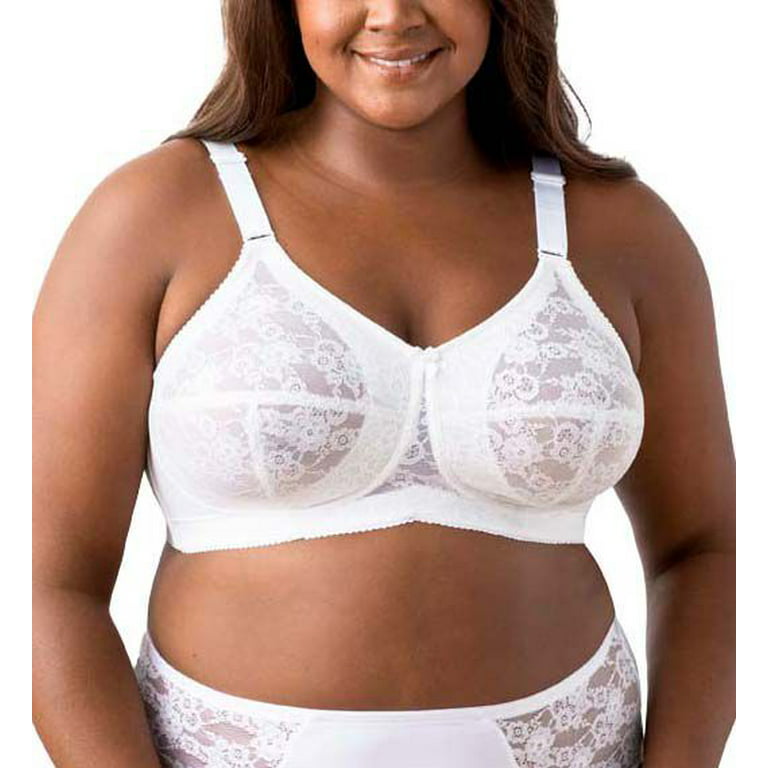 Womens Full Coverage Floral Underwire Non Padded Lace Bra Plus Size 46H  White