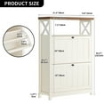 thumbnail image 4 of DWVO Shoe Cabinet with 2 Flip Drawers & Open Shelves, Modern Entryway Shoe Rack, Tipping Bucket Shoe Storage Organizer for Entryway/Hallway/Closet, Beige, 4 of 12