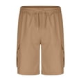 thumbnail image 3 of Sonxahe Teen Boy's Pull On Cargo Shorts Solid Summer Slim Fit Classic Athletic Shorts,Khaki, 3 of 7