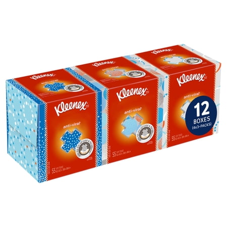 Kleenex Professional Anti-Viral Facial Tissue  Bulk (21286)  3-Ply  White  Upright Cube Boxed Format  Designed for Business (55 Tissues/Box  12 Boxes  660 Sheets/Case)