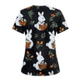 thumbnail image 3 of Cute Cartoon Rabbit Print Short Sleeve T Shirt Lovely Animal Pattern V Neck Casual Tops Soft Breathable Fabric Lightweight Tees for Women Daily Holiday Wear, 3 of 4