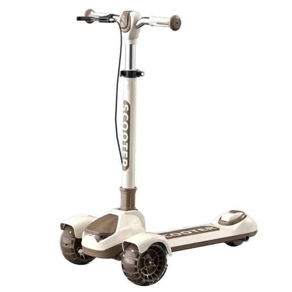 SHUWND Foldable Kick Scooter with Handbrake, 3 Wheel Adjustable Height Scooter with 2 Brake