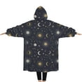 thumbnail image 2 of Oversized Wearable Blanket Hoodie,Blue Sun Moon Star Constellation Pattern Sherpa Blanket Hoodie with Super Pockets,Super Warm Fuzzy Pullover for Women & Men, 2 of 6