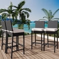 thumbnail image 3 of Patio Wicker Barstools with Cushions, Outdoor Wicker Bar Stools Set of 4, Outdoor Rattan Bar Height Stool Set Armless for Backyard, Poolside, 3 of 7