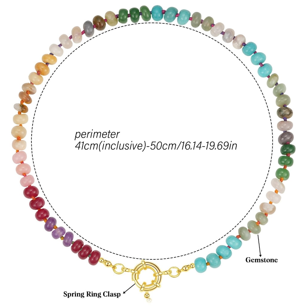 FENOHREFE Colorful Bead Necklace Handmade Necklace Adjustable Necklace Fashion Neck Jewelry Charm Necklace Present for Women