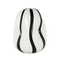 thumbnail image 6 of DecMode 12" Concaved Round White Glass Vase with Black Stripes, 6 of 9