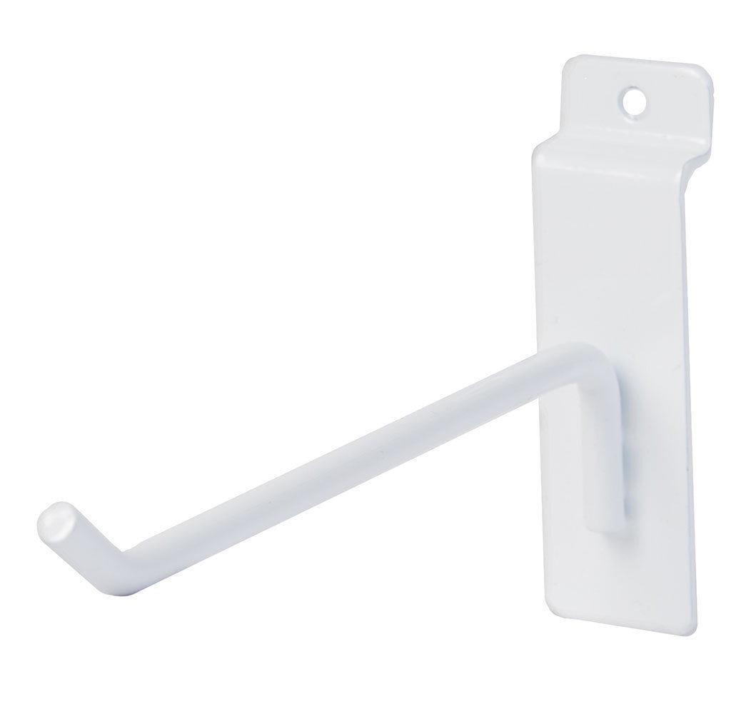 25 White 6" Slatwall Metal Peg Hooks Slat Wall Display 6mm Diameter Tubing