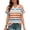 Striped-Orange, variant on MOYIKO Womens Summer Tops Short Dolman Sleeve T Shirts V Neck Striped Loose Fit Casual Trendy Tees