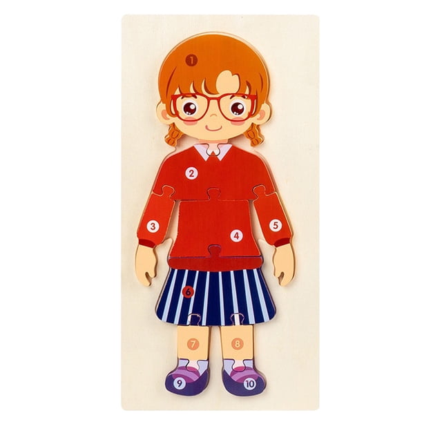 3D Wooden Career Character Puzzles, Educational Body Anatomy Puzzle Board for Occupational Learning, Hand-Eye Coordination And Cognitive Development