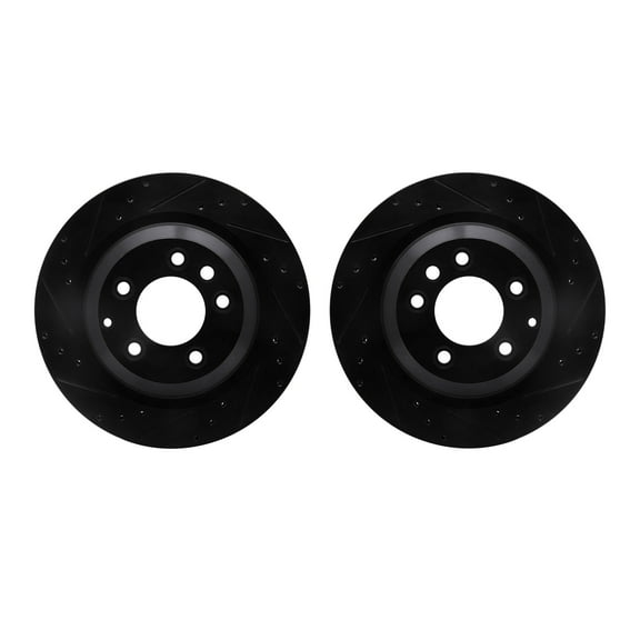 Dynamic Friction Company Rear Brake Rotors-Drilled and Slotted-Black 8002-02045