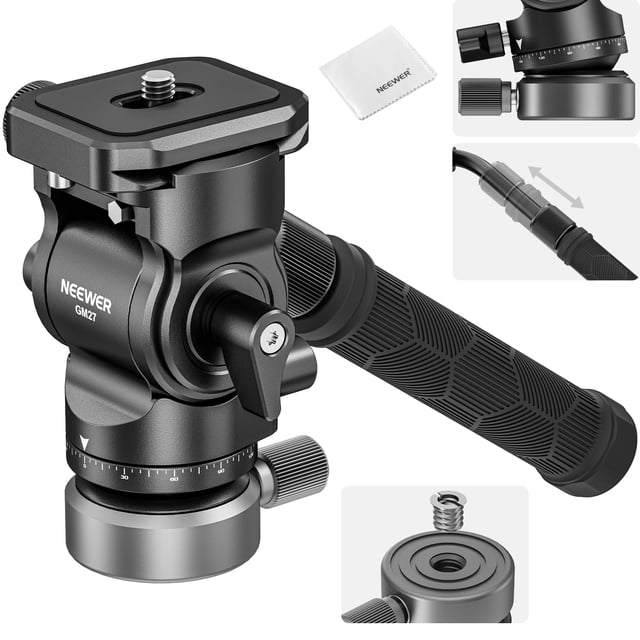 Cabezal fluido para trípode NEEWER GM27, capacidad de carga de 4 kg, base niveladora