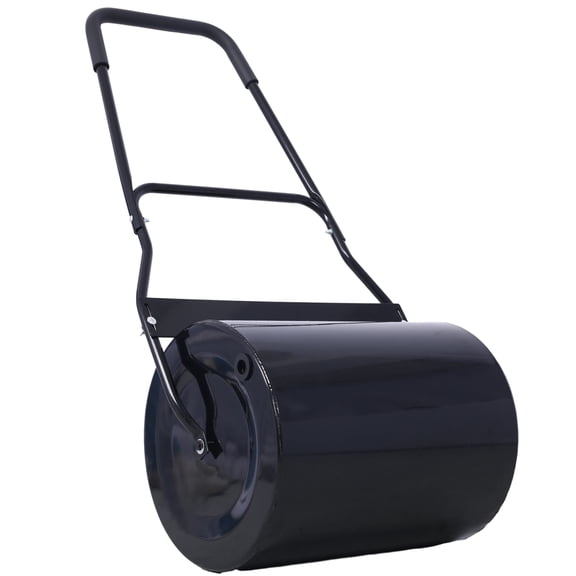 【LuckyNote】16 Gallon Heavy-Duty Tow Behind Lawn Roller, Steel Water/Sand Filled Sod Drum for Garden & Yard, Black