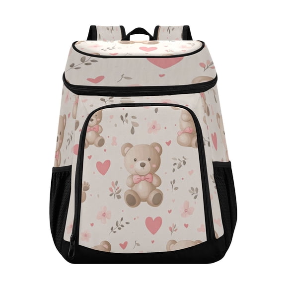 Large Capacity Insulated Cooler Backpack Waterproof Thick Thermal Lunch Bag for Picnic Camping Hiking Beach Travel Super Cute Brown Bear