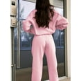 thumbnail image 6 of Women'S Sweatsuit Sets 2 Piece Fleece Outfit Half Zip Sweatshirt and Joggers Pants Tracksuit Pink M, 6 of 8