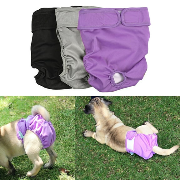 Coloody Reusable Doggie Diapers Skirt Flower Printed Leak-Proof Pet Physiological Pants Washable Dog Diapers Female 3 Pack