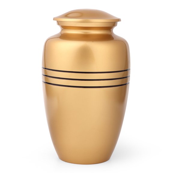 Handcrafted Aluminum Urn - Decorative Memorial Holder for Ashes and Remembrance (Black Gold)