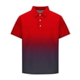 thumbnail image 5 of Men's Gradient Print Short Sleeve Golf Polo Shirt, Breathable Quick Dry Moisture Wicking Design, Loose Fit Athletic Performance Sport Top, Big and Tall Sizes M-4XL Red, 5 of 5