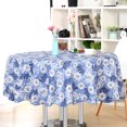 thumbnail image 2 of Unique Bargains Floral Decoration Round Vinyl Waterproof Tablecloth Blue 71" Dia, 2 of 8
